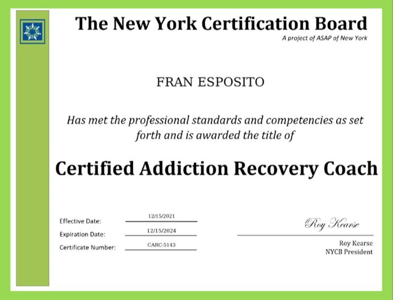 NYS ASAP NYCB CARC Addiction Coach Certificate