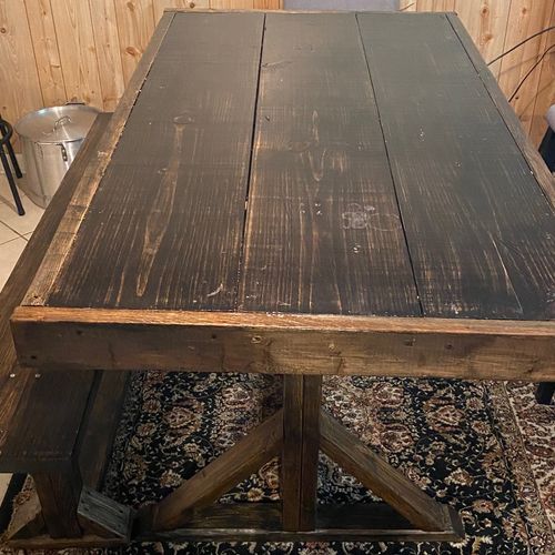 Henry built a very nice dining room table large en