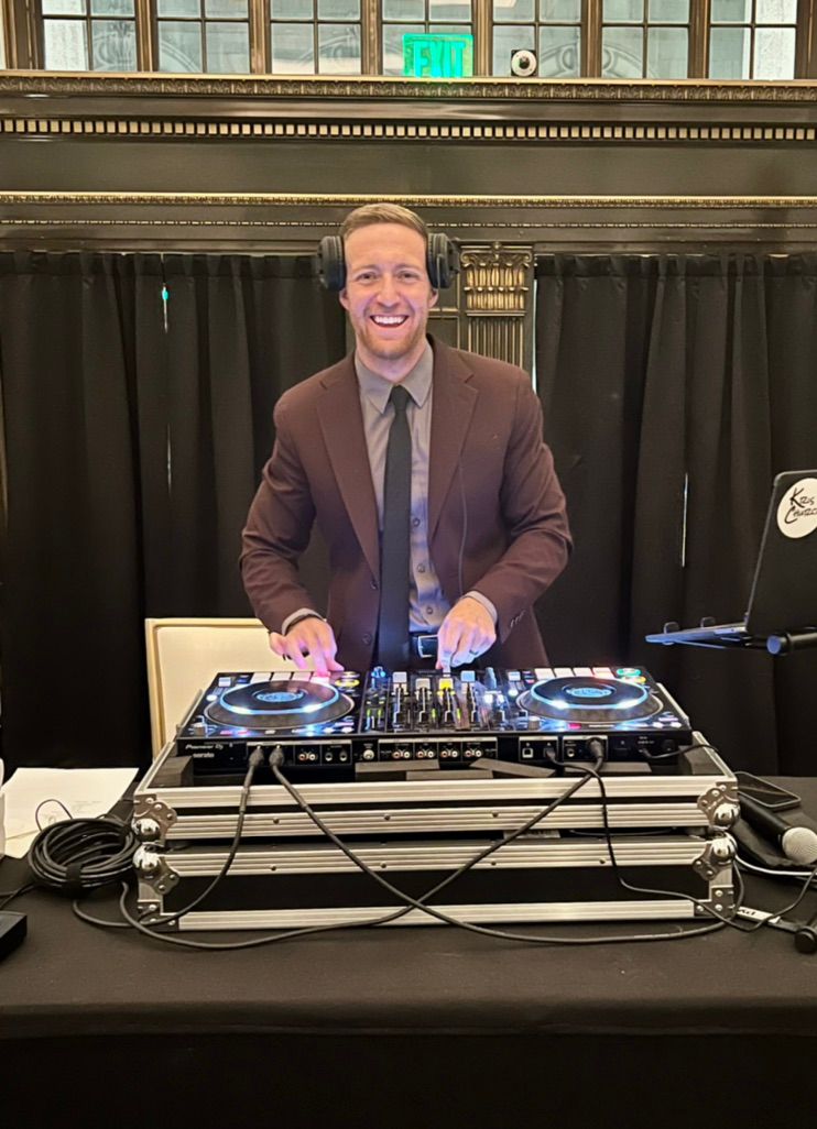 Spinning tunes at Hotel Monaco for a holiday party