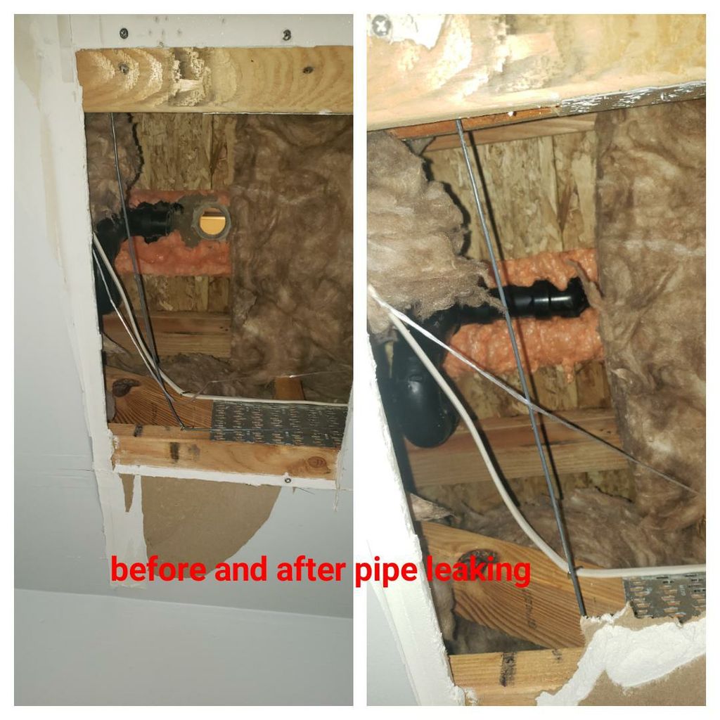 here is the picture showing pipe leak and after pi
