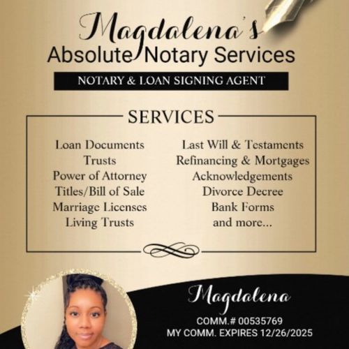 Magda was prompt and pride.  Best Notary Guarantee