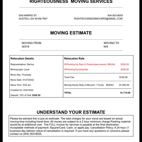 Local Moving (under 50 miles)