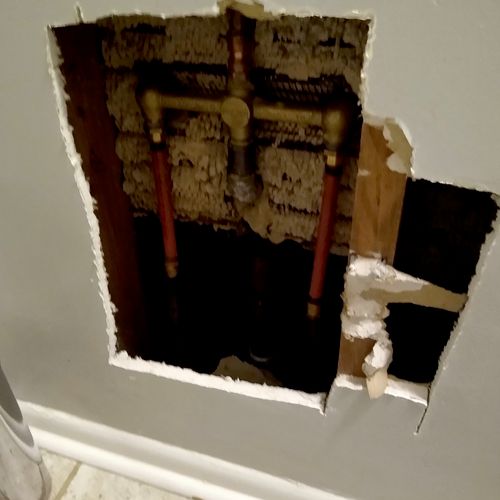 Hole from plumbing repair