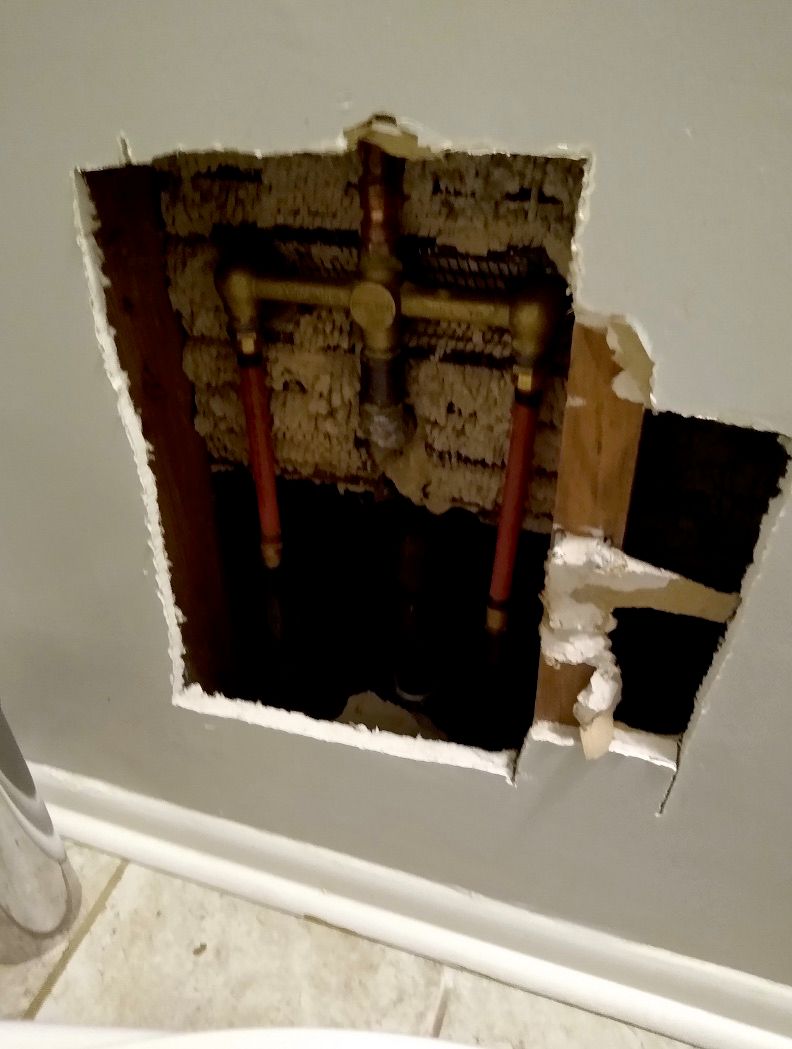 Hole from plumbing repair