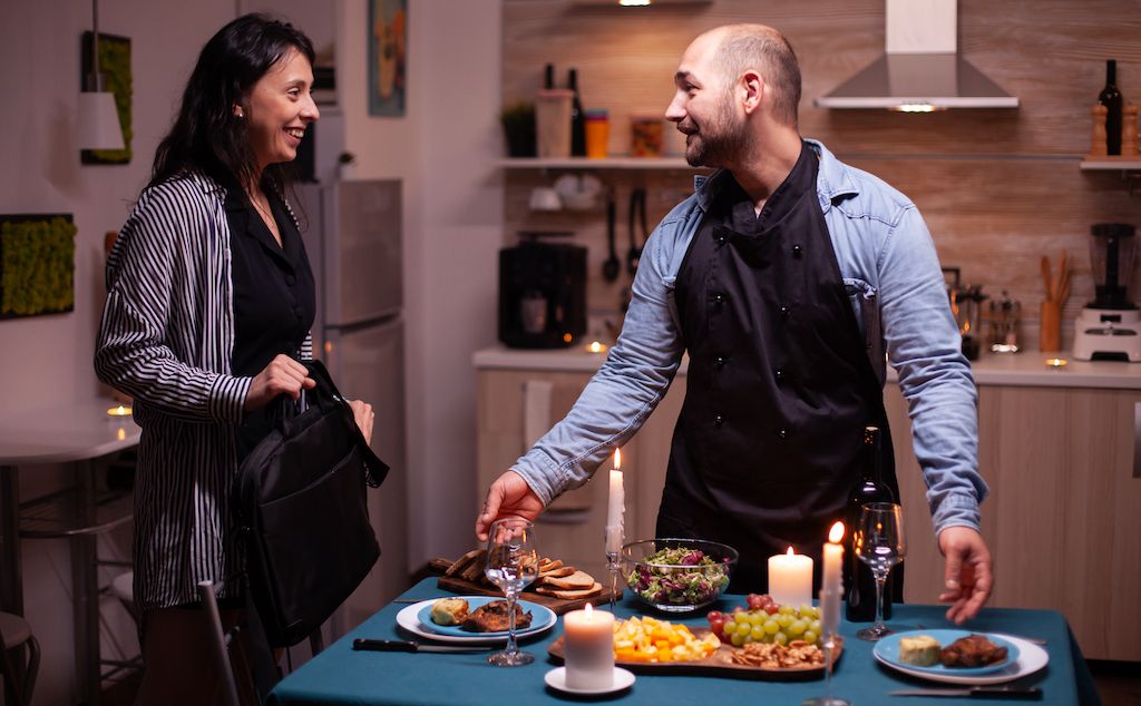 surprising wife with dinner made