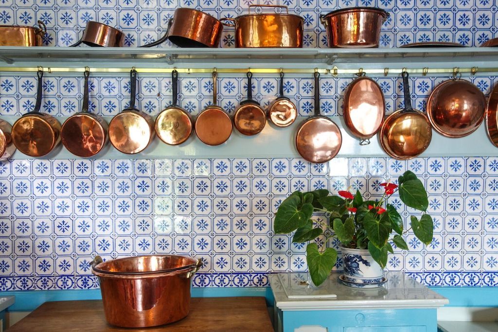 pots hanging in kitchen