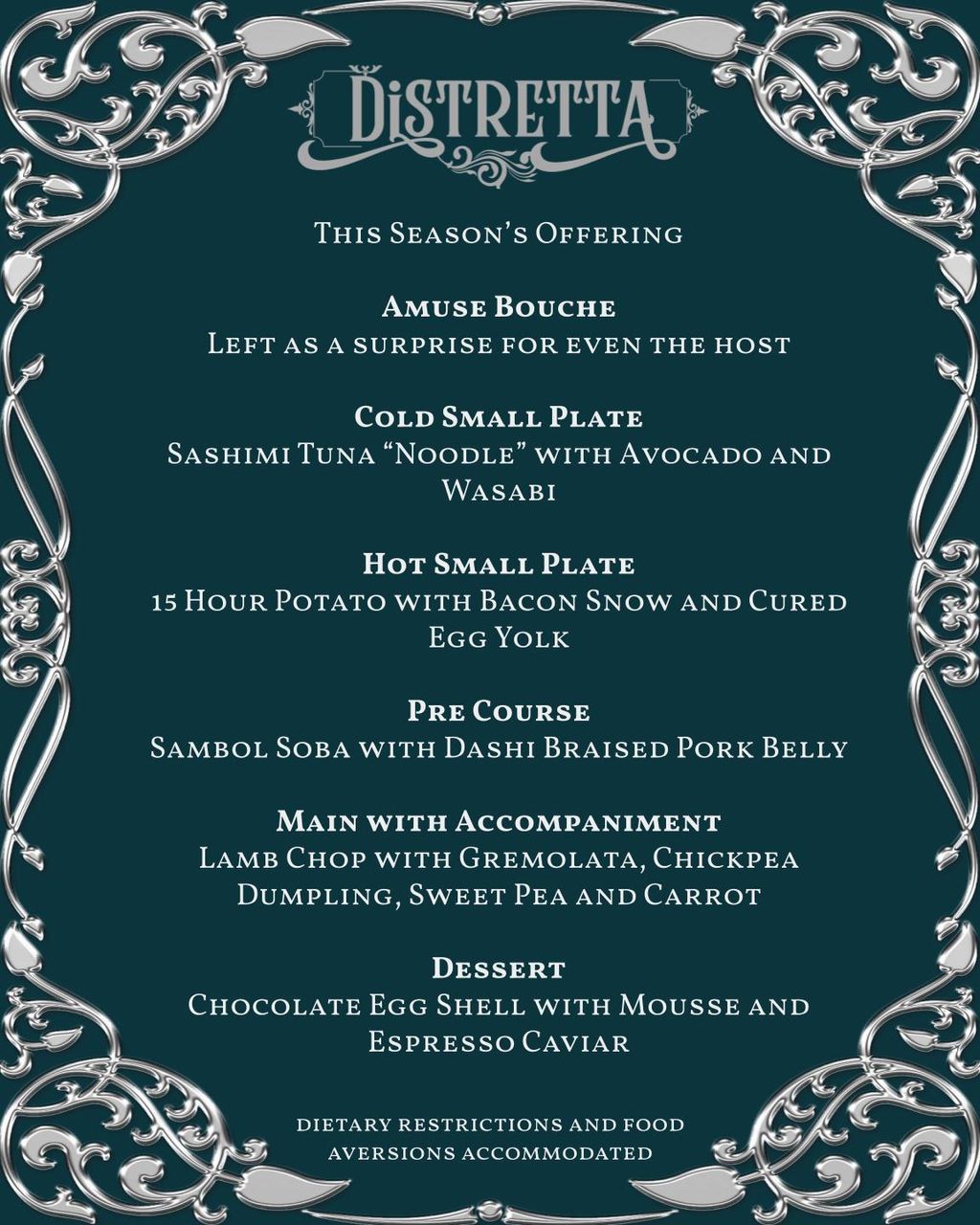 Winter 2022 Menu