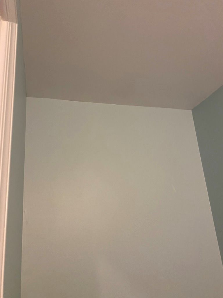 Interior painting of a powder room ceiling and wal
