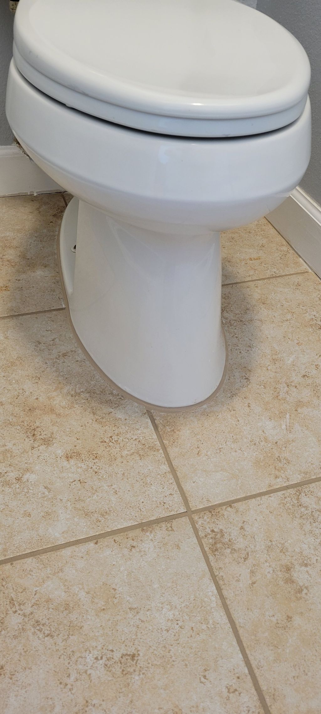 Bathroom toilet area grout after cleaning and new 