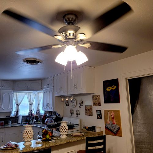 Joseph removed my old ceiling fan and installed a 