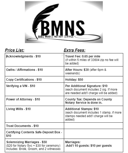 General Price List