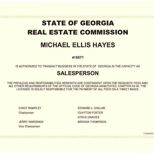 Real Estate License as required for property manag