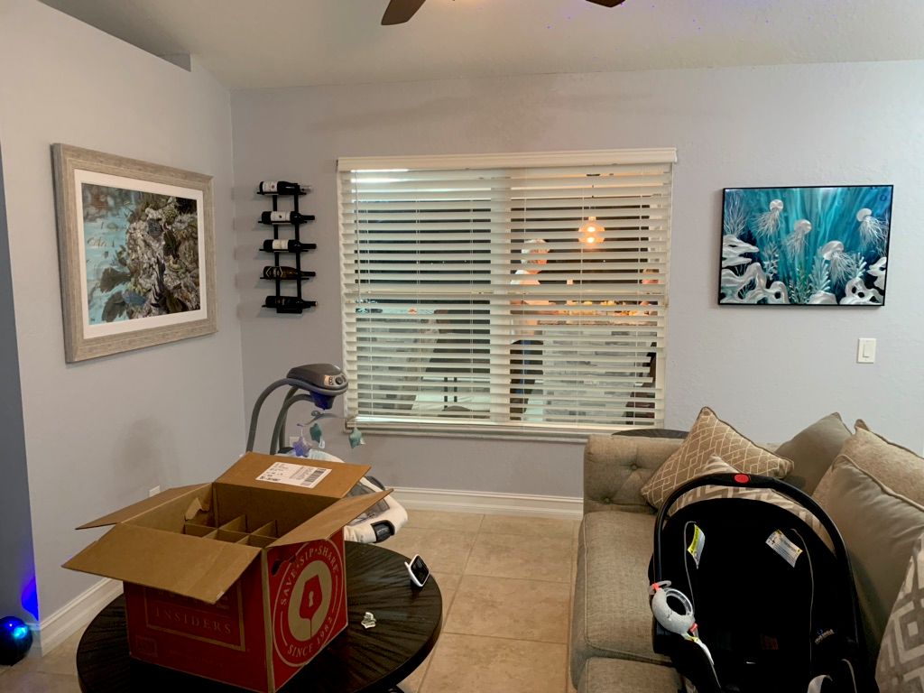 Art and wine racks were carefully installed at eye