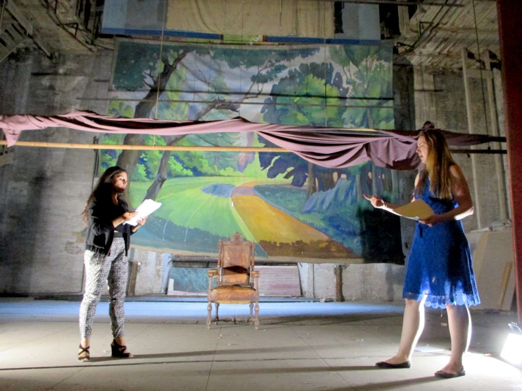 Theatrical blocking with director, Alice Cash.