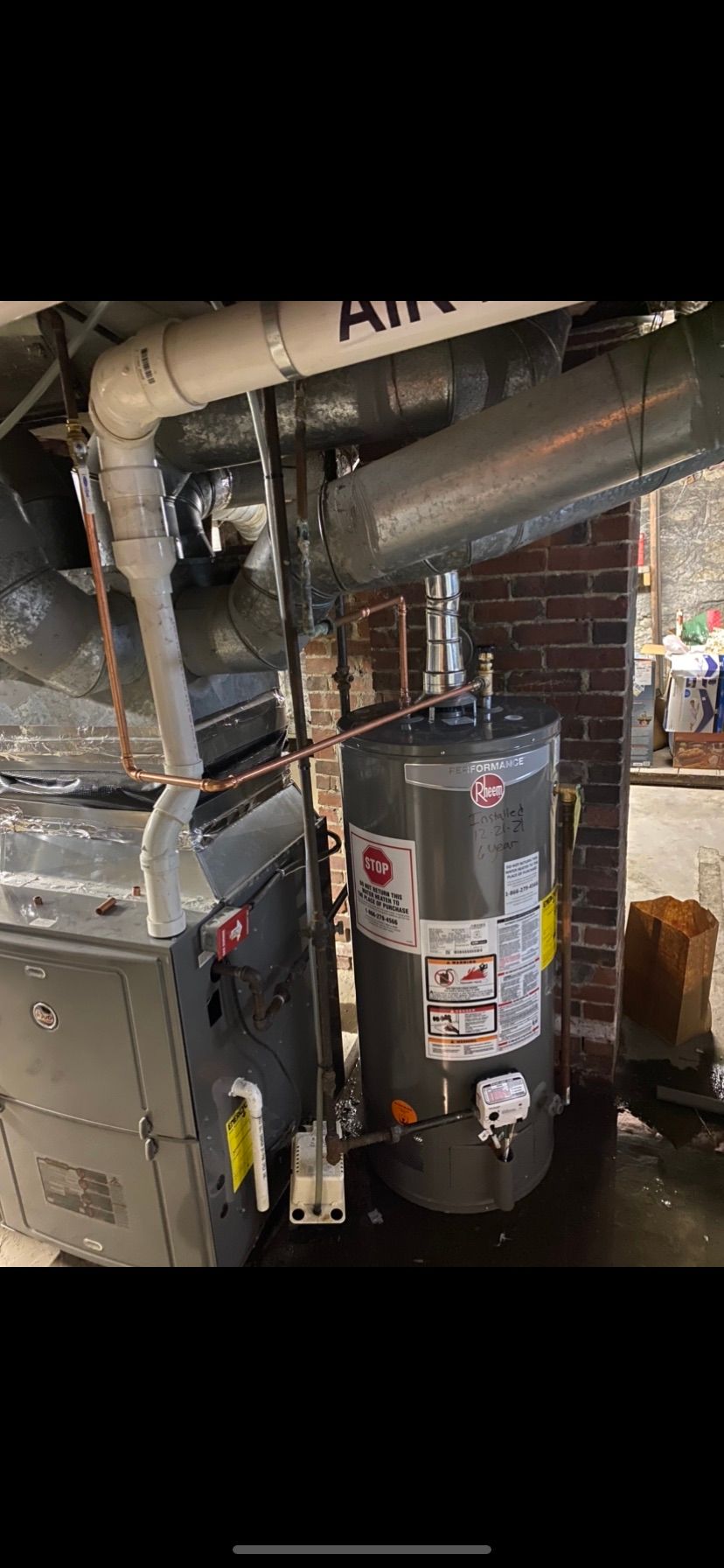 New 40 gallon gas water heater install