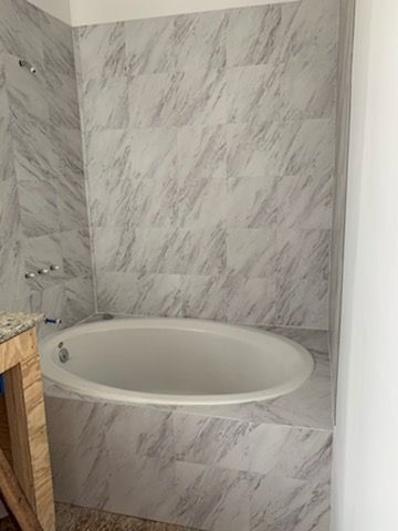 New VCT Tile Shower & Garden Tub