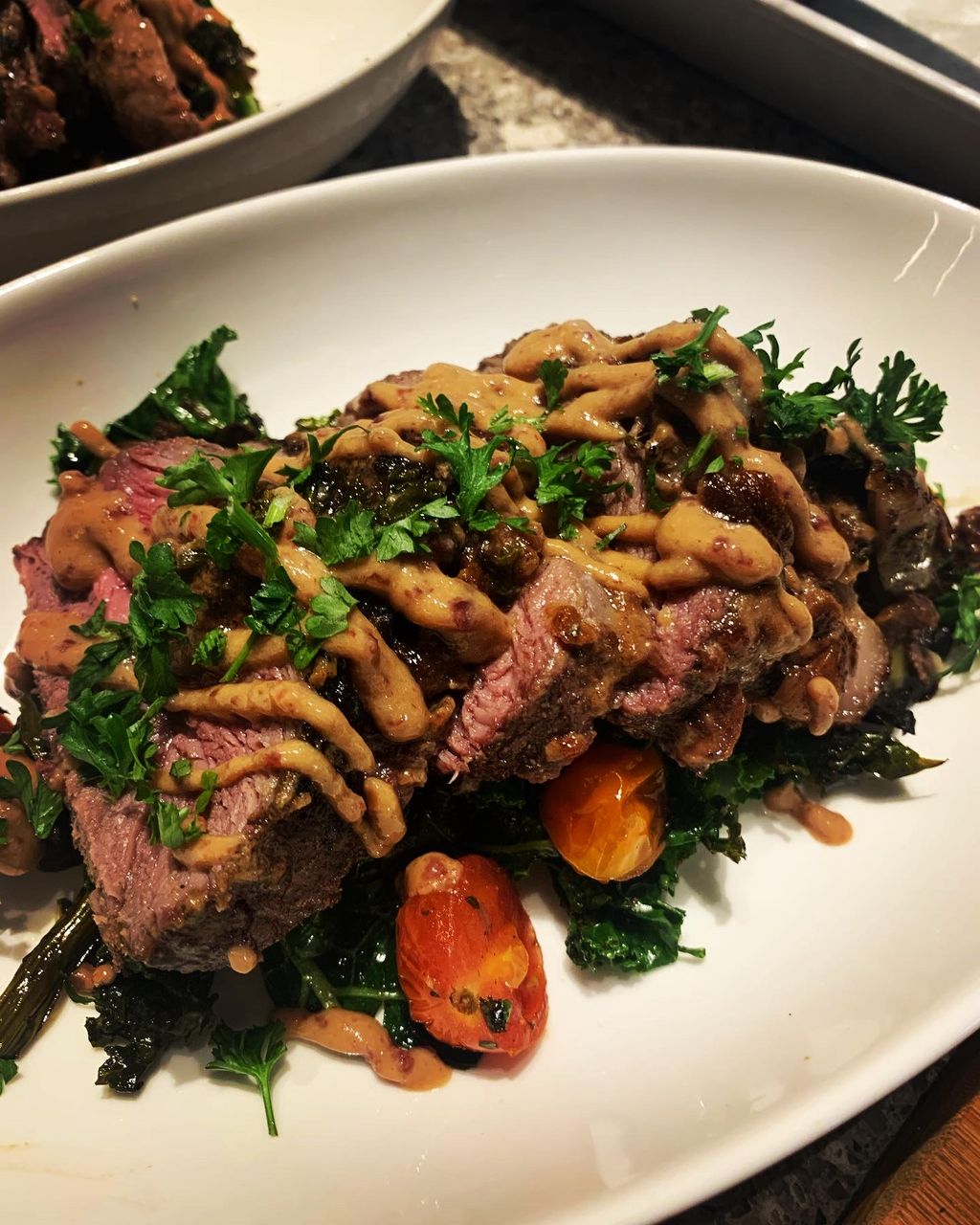 Cast Iron Lamb Leg w/ Cranberry Mustard