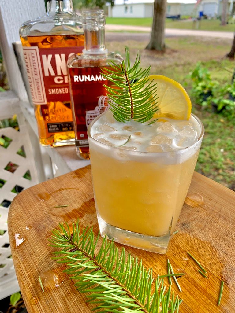 My custom cocktail - Smoked Pine Leaf Maple Bourbo