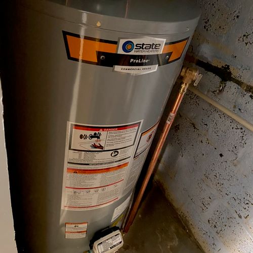 Install new water heater 40 gal 