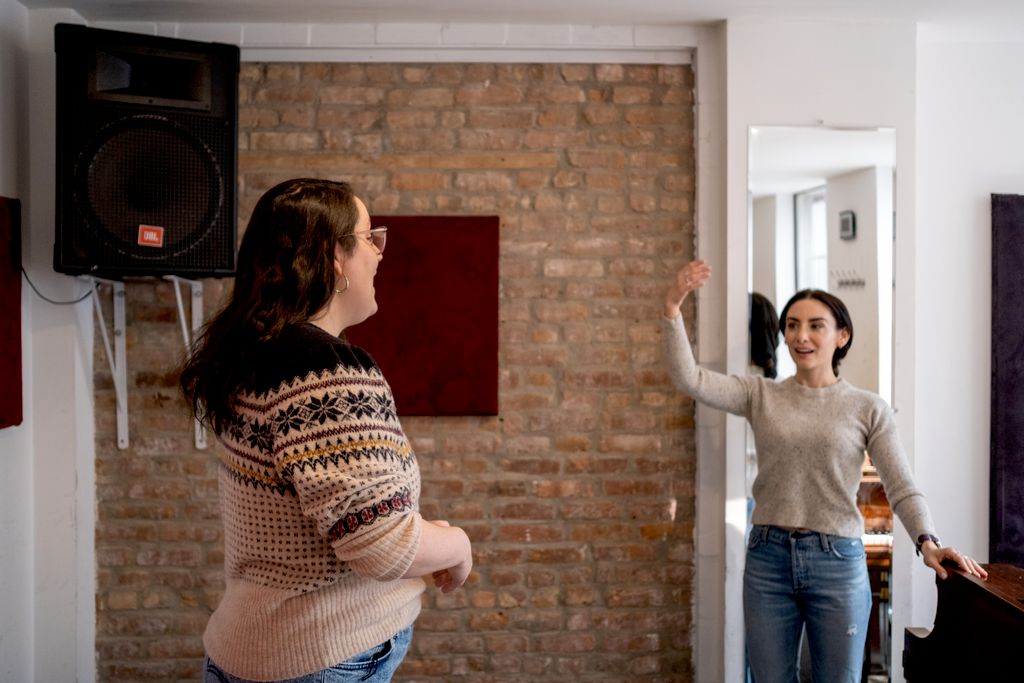 Rebecca and Student work in Studio- Times Square, 