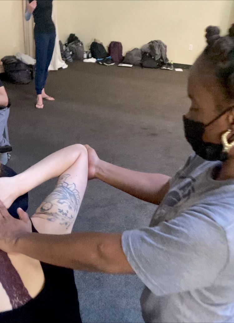 Stretching during massage 