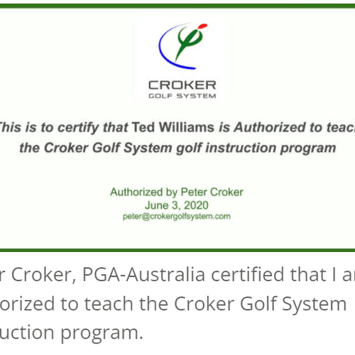 Certified Instructor - Croker Golf