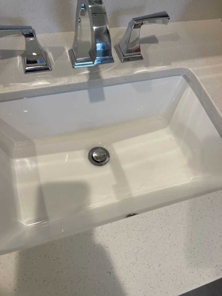 After cleaning out drain and sink.