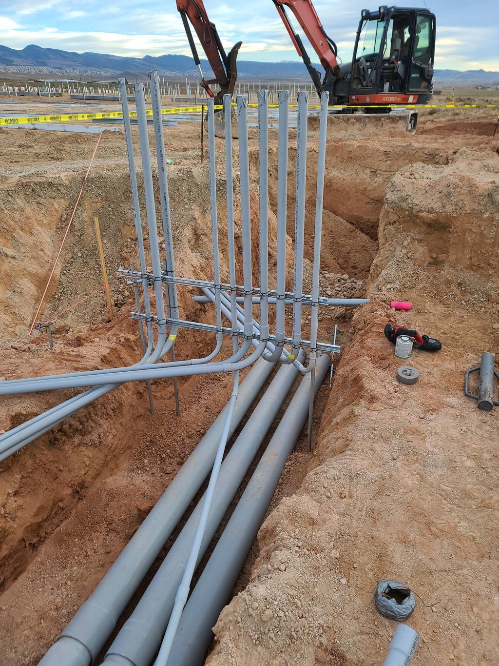 Underground work for solar equipment and a communi