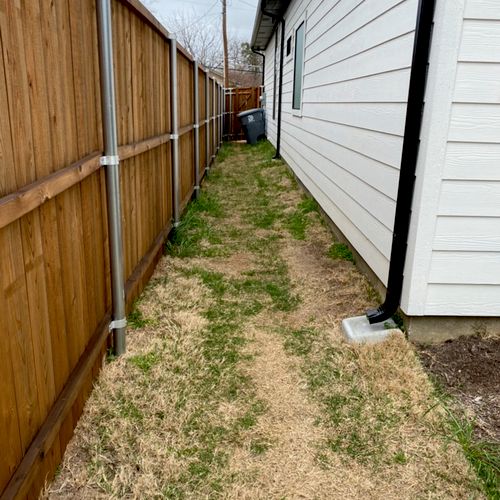 Before/After side of home. Removed dead grass and 