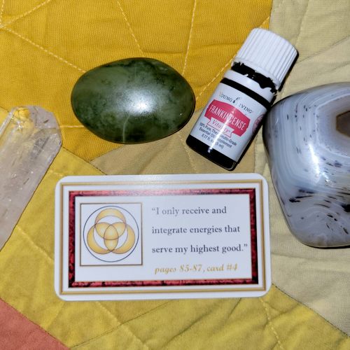 SACRED affirmations, crystals and oils used in ses