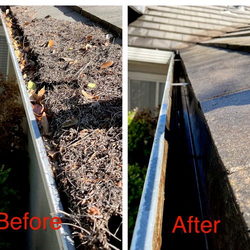 Gutter Cleaning before & after 