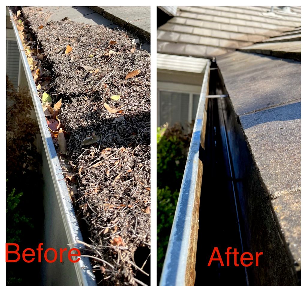 Gutter Cleaning before & after 