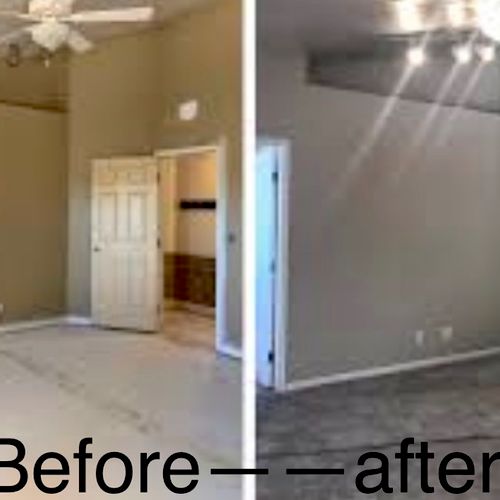 Installed carpet and painted walls due to a flood