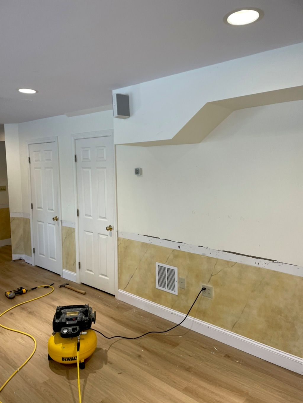 Basement. Paint and carpentry. Before.