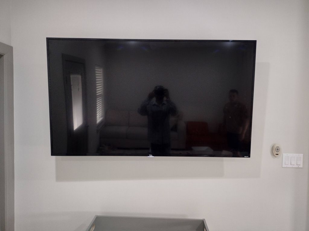 65" TV mounted with wires concealed