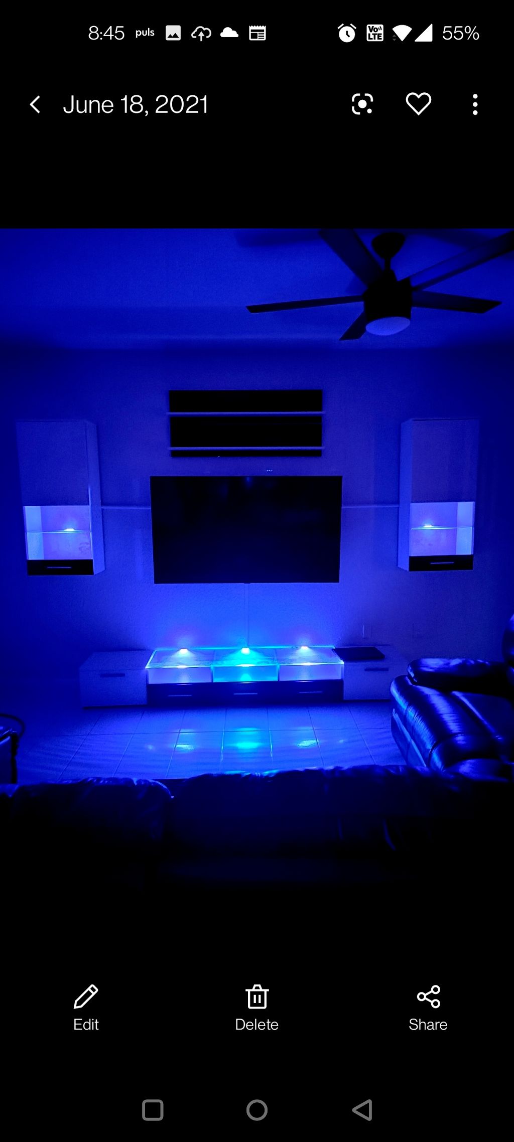 with LED'S on at night 