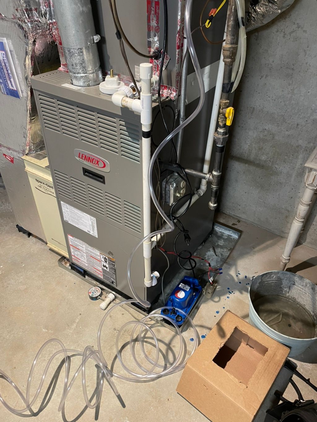 Clogged drain line + faulty condensation pump repl