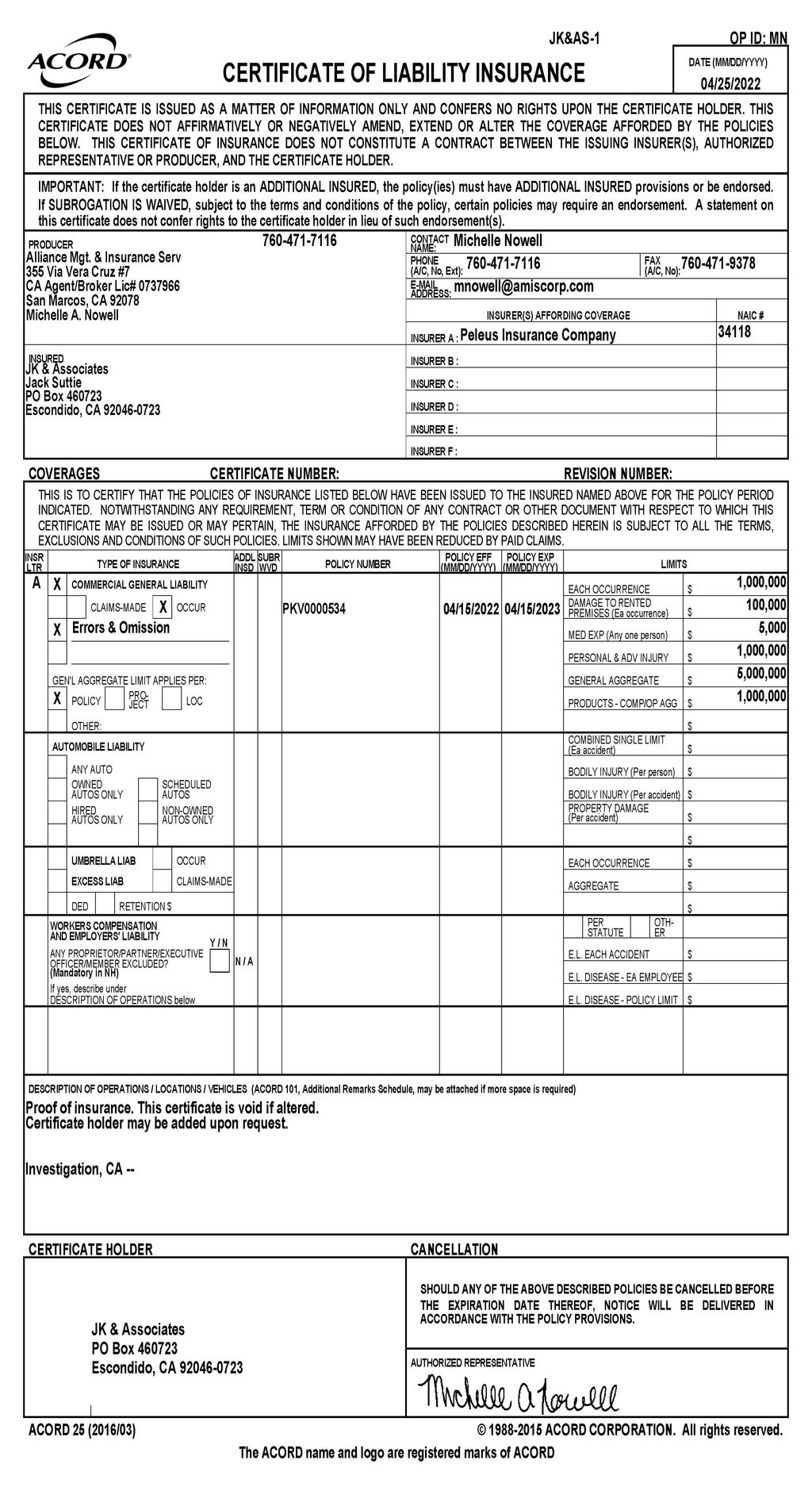 Liability Insurance April 15 2023