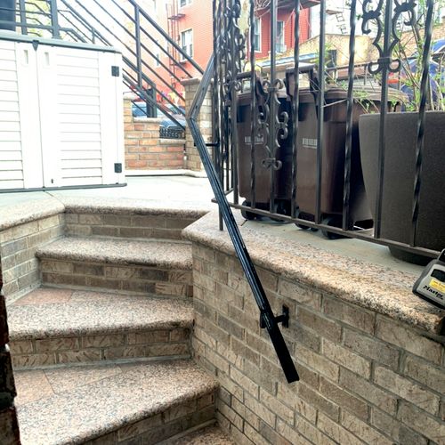 Florian added a custom railing to our outdoor stai