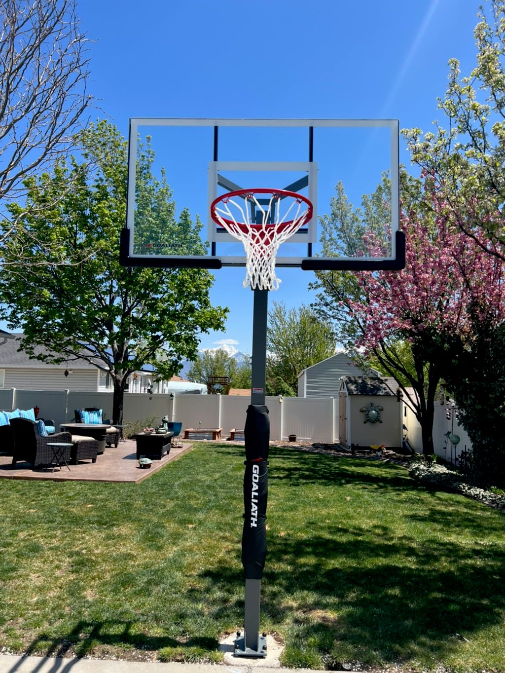 Devon helped me install a new basketball standard/