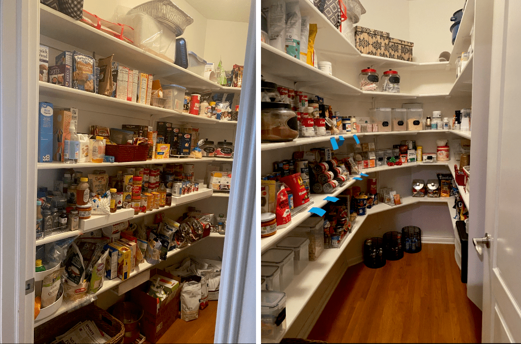 before an after photo pantry cleaning