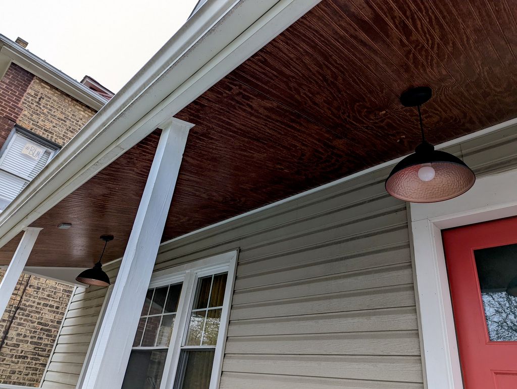 PJ rebuilt our front porch ceiling. He installed p