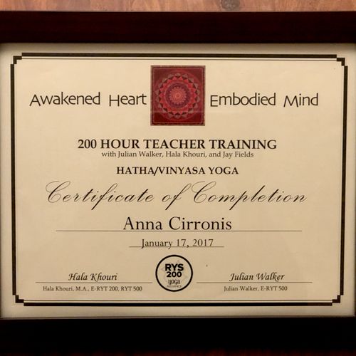 Yoga Teacher Certificate 
