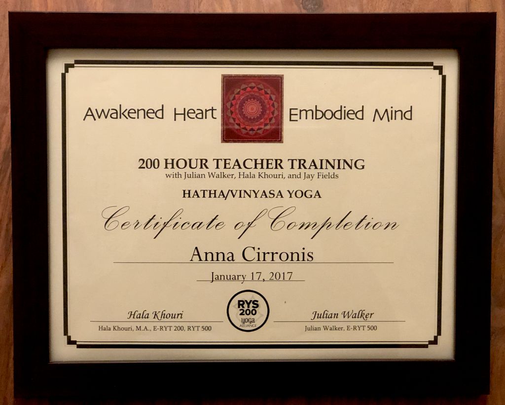 Yoga Teacher Certificate 