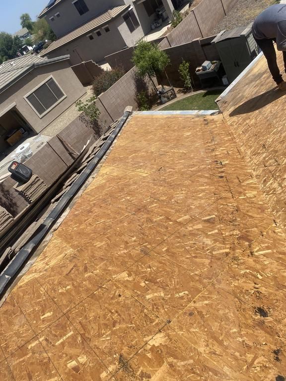 Old leaking underlayment hauled away. 