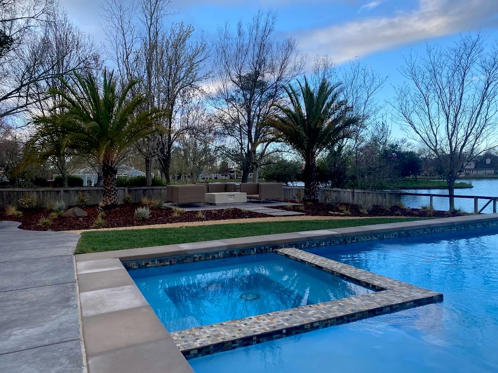 Full backyard landscape construction project compl