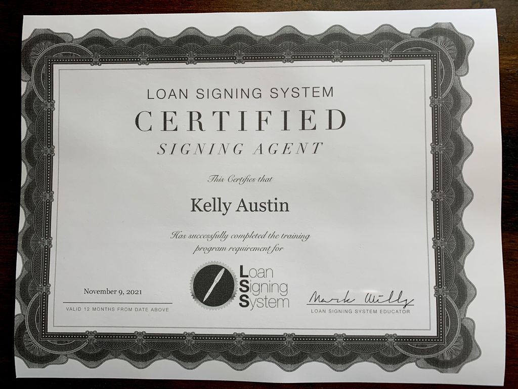 Loan Signing Certificate 