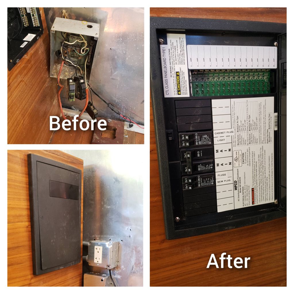 Airstream RV panel upgrade. 120V and 24V new