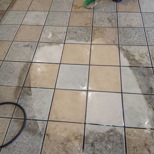 Tile cleaning at restaurant