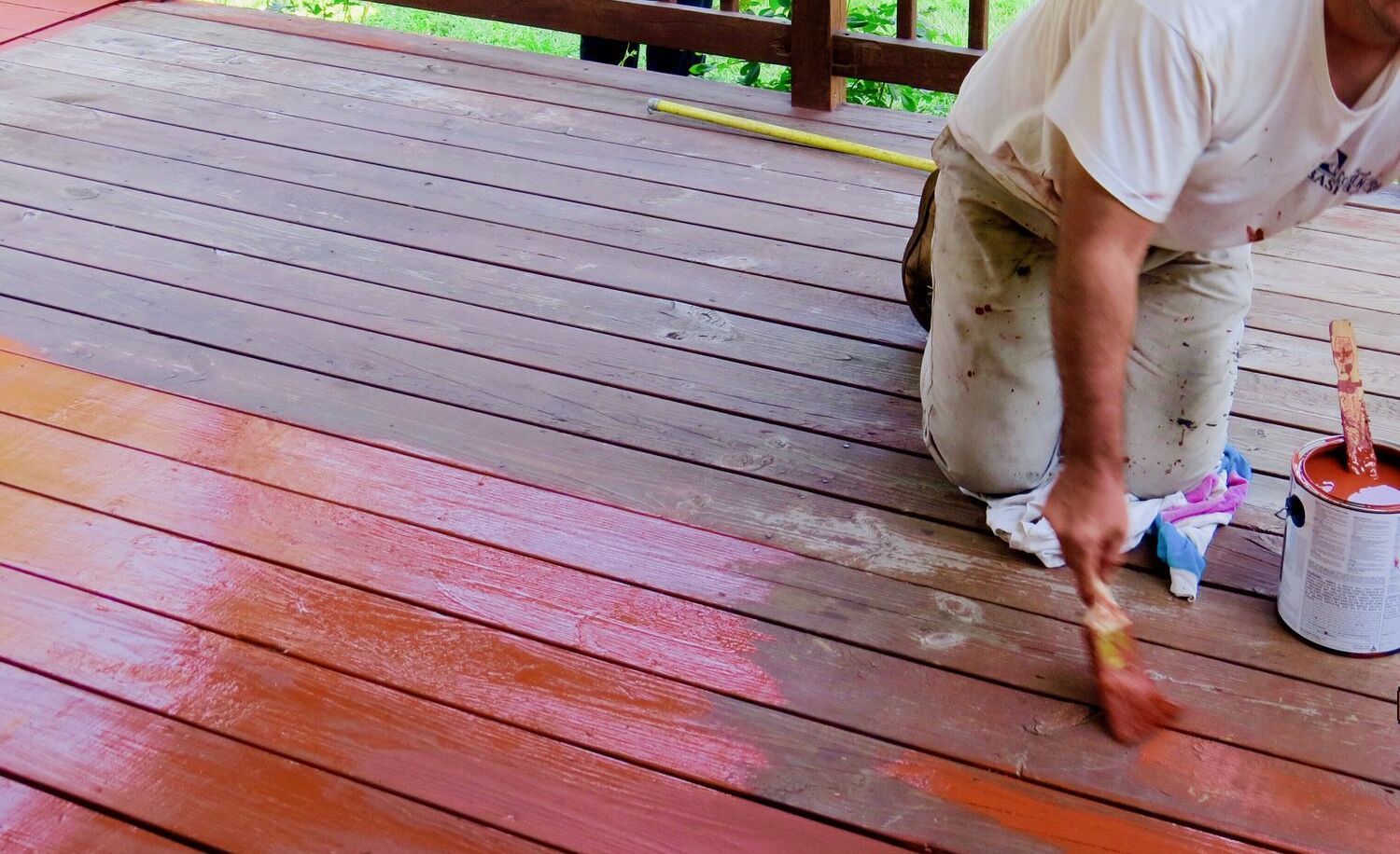 staining a deck